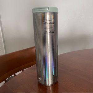 Starbucks rainbow holographic iridescent silver mint green travel mug tumbler